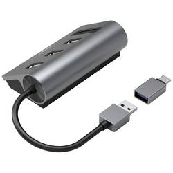 Hama 00200140 USB Hub 5 portů USB-A, microSD, SD USB 3.2 Gen1 5 GBit/s se zabudovanou čtečkou SD karet, s konektorem USB C šedá