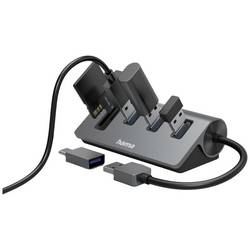 Hama 00200140 USB Hub 5 portů USB-A, microSD, SD USB 3.2 Gen1 5 GBit/s se zabudovanou čtečkou SD karet, s konektorem USB C šedá