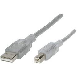 Renkforce USB kabel USB 2.0 USB-A zástrčka, USB-B zástrčka 1.80 m transparentní dvoužilový stíněný RF-4538144