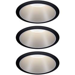 Paulmann 93408 Cole Coin vestavné svítidlo, LED, LED, 18 W, černá, stříbrná, sada 3 ks