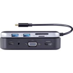 Renkforce RF-4499450 USB-C® dokovací stanice Vhodné pro značky (dokovací stanice pro notebook): univerzální bezdrátový přenos obrazu, integrovaná čtečka karet