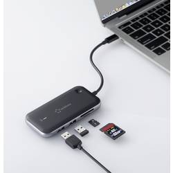 Renkforce USB-C® dokovací stanice RF-HUB-810 Vhodné pro značky (dokovací stanice pro notebook): univerzální bezdrátový přenos obrazu, integrovaná čtečka karet
