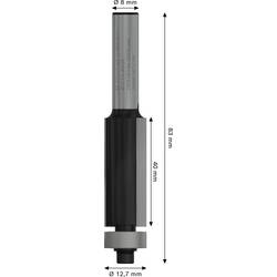 Bosch Accessories 2608629674 zarovnávací fréza, tvrdokov, Délka 83 mm, Vnější Ø 12.700 mm, Pracovní délka 40 mm, Ø hřídele 8 mm