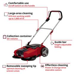 Einhell Akku-Kehrmaschine TE-SW 18/610 Li-Solo akumulátor zametací stroj Pracovní šířka 61 cm 1 ks