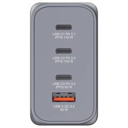 Verbatim GNC-240 GaN cestovní nabíječka, GaN, s adaptérem pro Evropu, s britským adaptérem, s americkým adaptérem, 1x USB A , 3x USB-C®, 240 W, Dodávka