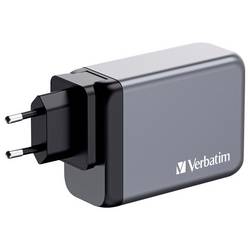 Verbatim GNC-240 GaN cestovní nabíječka, GaN, s adaptérem pro Evropu, s britským adaptérem, s americkým adaptérem, 1x USB A , 3x USB-C®, 240 W, Dodávka