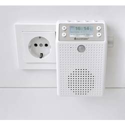 soundmaster DAB60WE rádio do zásuvky DAB+, FM Bluetooth, USB hlasitý odposlech, včetně mikrofonu, voděodolné, funkce alarmu, s akumulátorem bílá