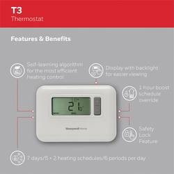 Honeywell Home Home T3 pokojový termostat montáž na zeď, T3C110AEU, denní program, týdenní program, 1 ks