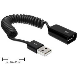 Delock USB kabel USB 2.0 USB-A zástrčka, USB-A zásuvka 0.60 m černá spirálový kabel 83163