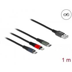 Delock USB kabel USB 2.0 USB-A zástrčka, USB Micro-B zástrčka, Apple Lightning konektor, USB-C® 1.00 m zelená 87277