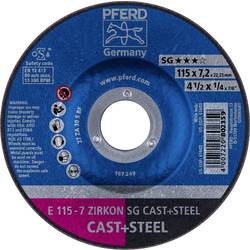 PFERD TOOLS 62211747 E 115-7 ZIRKON SG CAST+STEEL brusný kotouč lomený Průměr 115 mm Ø otvoru 22.23 mm Šedá / tvárná litina, ocel, ocelový odlitek 10 ks