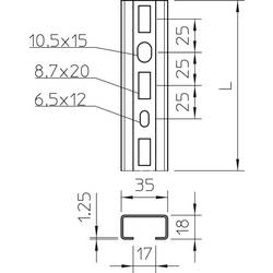 OBO Bettermann 1104241 Profilová lišta (d x š x v) 150 x 35 x 18 mm 1 ks kov