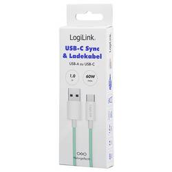 LogiLink Kabel USB-C USB 2.0 USB-A zástrčka, USB-C ® zástrčka 1 m zelená stíněný CU0327