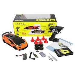 Amewi Lamborghini Huracan STO Drift Car oranžová komutátorový 1:18 RC model auta elektrický drift 4WD (4x4) RtR 2,4 GHz vč. akumulátorů a kabelu k nabíjení,