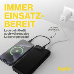 Aqiila B20+B powerbanka Li-Pol, 20000 mAh, USB-A, USB-C®, černá