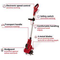 Einhell 3431210 kultivátor, šířka 20 cm, nastavitelná řídítka, bez akumulátoru