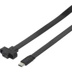 Renkforce USB kabel USB 3.2 Gen1 USB-C ® zástrčka, USB-C ® zásuvka 0.25 m černá lze šroubovat, flexibilní provedení RF-3415030