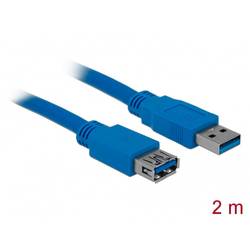 Delock USB kabel USB 3.2 Gen1 USB-A zástrčka, USB-A zásuvka 2.00 m modrá pozlacené kontakty 82539