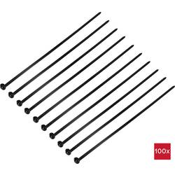 TRU COMPONENTS TC-12814200, stahovací pásky, 7 mm, 370 mm, černá, s kovovým jazýčkem, Stabilní vůči UV záření, 100 ks