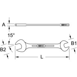KS Tools 963.7043 963.7043 oboustranný plochý klíč Délka klíče (cm) (jen pro nadpis) 26 - 29 mm