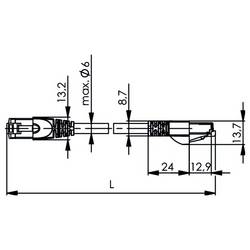 Telegärtner 100009135 RJ45 síťové kabely, propojovací kabely CAT 6A S/FTP 20.0 m černá samozhášecí, S průchodkou chránící proti zlomení 1 ks
