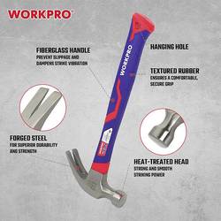 WorkPro WP241009 kladivo s rozštěpem s ergonomickou rukojetí, tvrdé 225 g 1 ks