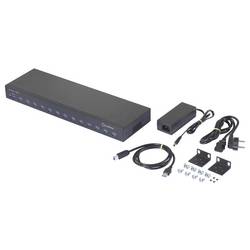 Renkforce RF-6677282 USB Hub 13 portů USB-A USB 3.2 Gen2 10 GBit/s pro průmyslové použití, možnost montáže do stojanu, kovový ukazatel černá 483 mm (19) Rack