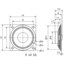 Visaton K 40 SQ - 8 Ohm 1.6 palec 4 cm mini reproduktor 0.5 W 8 Ω Plastová membrána