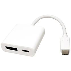 Roline 12.03.3221 USB-C® / Mini-DisplayPort kabelový adaptér [1x USB-C® zástrčka - 1x zásuvka DisplayPort, USB-C® zásuvka (nabíjení)] bílá 4K UHD 0.10 m