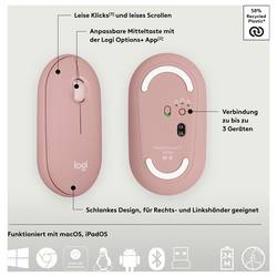 Logitech Pebble 2 Combo optická sada klávesnice a myše, přenos bezdrátový, 3 tlačítko, růžová