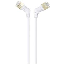 Renkforce RF-6071574 RJ45 síťové kabely, propojovací kabely CAT 8 S/FTP 2.00 m bílá Zásuvné kontakty otočné o 360°, Zahnutý kabelový vývod 1 ks