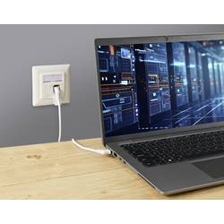 Renkforce RF-6071574 RJ45 síťové kabely, propojovací kabely CAT 8 S/FTP 2.00 m bílá Zásuvné kontakty otočné o 360°, Zahnutý kabelový vývod 1 ks