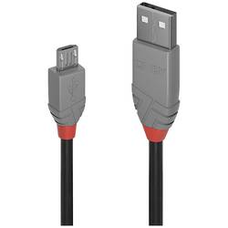LINDY USB kabel USB 2.0 USB-A zástrčka, USB Micro-B zástrčka 5.00 m černá, šedá pocínovaný, kulatý 36735