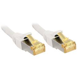 LINDY 47322 RJ45 síťové kabely, propojovací kabely CAT 6a (surový kabel CAT 7) S/FTP 1.00 m bílá s ochranou, pozlacené kontakty, stíněný 1 ks