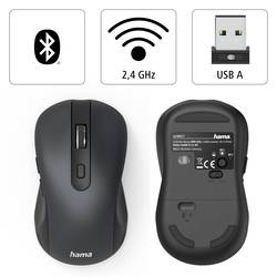 Hama optická myš, přenos Bluetooth®, bezdrátový, 6 tlačítko, 2400 dpi, černá