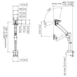 Vogels držák na stůl pro monitor MOMO 4127 1 Displej: (s) 25,4 cm (10) - 109,2 cm (43) bílá nastavitelná výška, naklápěcí, otočný, nakláněcí