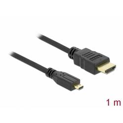 Delock HDMI kabel Zástrčka HDMI-A, Zástrčka HDMI Micro-D 1 m černá 82661 4K UHD, pozlacené kontakty HDMI kabel