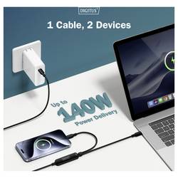 Digitus Kabel USB-C USB 2.0 USB-C®, USB-C ® zástrčka 180 cm černá AK-300170-018-S