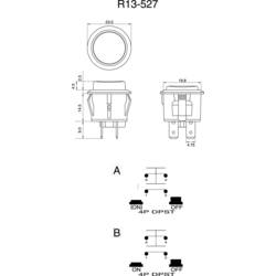 TRU COMPONENTS TC-R13-527AL-02RT, 1587761 tlačítko, 20.2 mm, 250 V/AC, 6 A, 1 ks