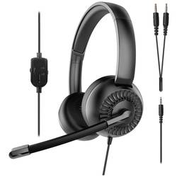 SpeedLink METIS Headset otevřená (On Ear) kabelová stereo černá headset, regulace hlasitosti, Vypnutí zvuku mikrofonu