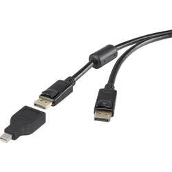 Renkforce Mini-DisplayPort / DisplayPort kabelový adaptér Mini DisplayPort konektory, Konektor DisplayPort 0.50 m černá RF-3424504 pozlacené kontakty, s