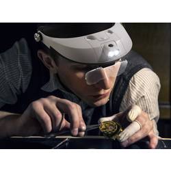 TOOLCRAFT TO-5137806 čelová lupa s LED osvětlením , zvětšení: 1.0 x, 1.5 x, 2.0 x, 2.5 x, 3.5 x, Velikost objektivu: (d x š) 107 mm x 48 mm, bílá, černá