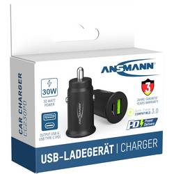 Ansmann InCar Charger CC230PD USB nabíječka, 1x USB A , 1x USB-C®, 30 W, Dodávka energie, černá