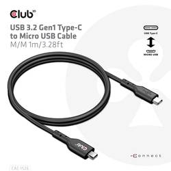 club3D USB kabel USB 3.2 Gen1 USB-C ® zástrčka, USB Micro-B zástrčka 1.00 m černá CAC-1526