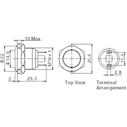 TRU COMPONENTS GQ19F-10/J/S tlačítko antivandal 48 V/DC 2 A 1x vyp/(zap) bez aretace 1 ks