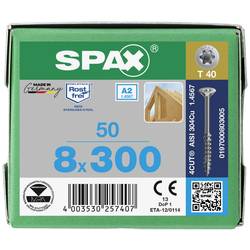 SPAX 0197000803005 šroub do dřeva 8 mm 300 mm T-STAR plus nerezová ocel A2 50 ks