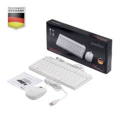 Perixx PERIDUO-212 W kabelový sada klávesnice a myše ergonomická německá, QWERTZ bílá
