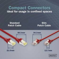 Digitus DK-1632-A-010S-R RJ45 síťové kabely, propojovací kabely CAT 6A F/FTP 1 m červená barevně rozlišený, stíněný, točený drát, S průchodkou chránící proti