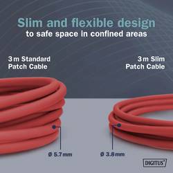 Digitus DK-1632-A-010S-R RJ45 síťové kabely, propojovací kabely CAT 6A F/FTP 1 m červená barevně rozlišený, stíněný, točený drát, S průchodkou chránící proti
