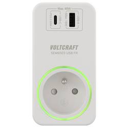 VOLTCRAFT SEM6503 FR měřič spotřeby el. energie s USB, vč. rádiově řízené zásuvky, možnost exportu dat, s funkcí dataloggeru, s odhadem budoucích nákladů ,